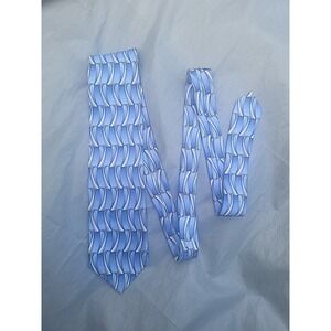 trump arrow silk tie‎ blue white silver waves geometric